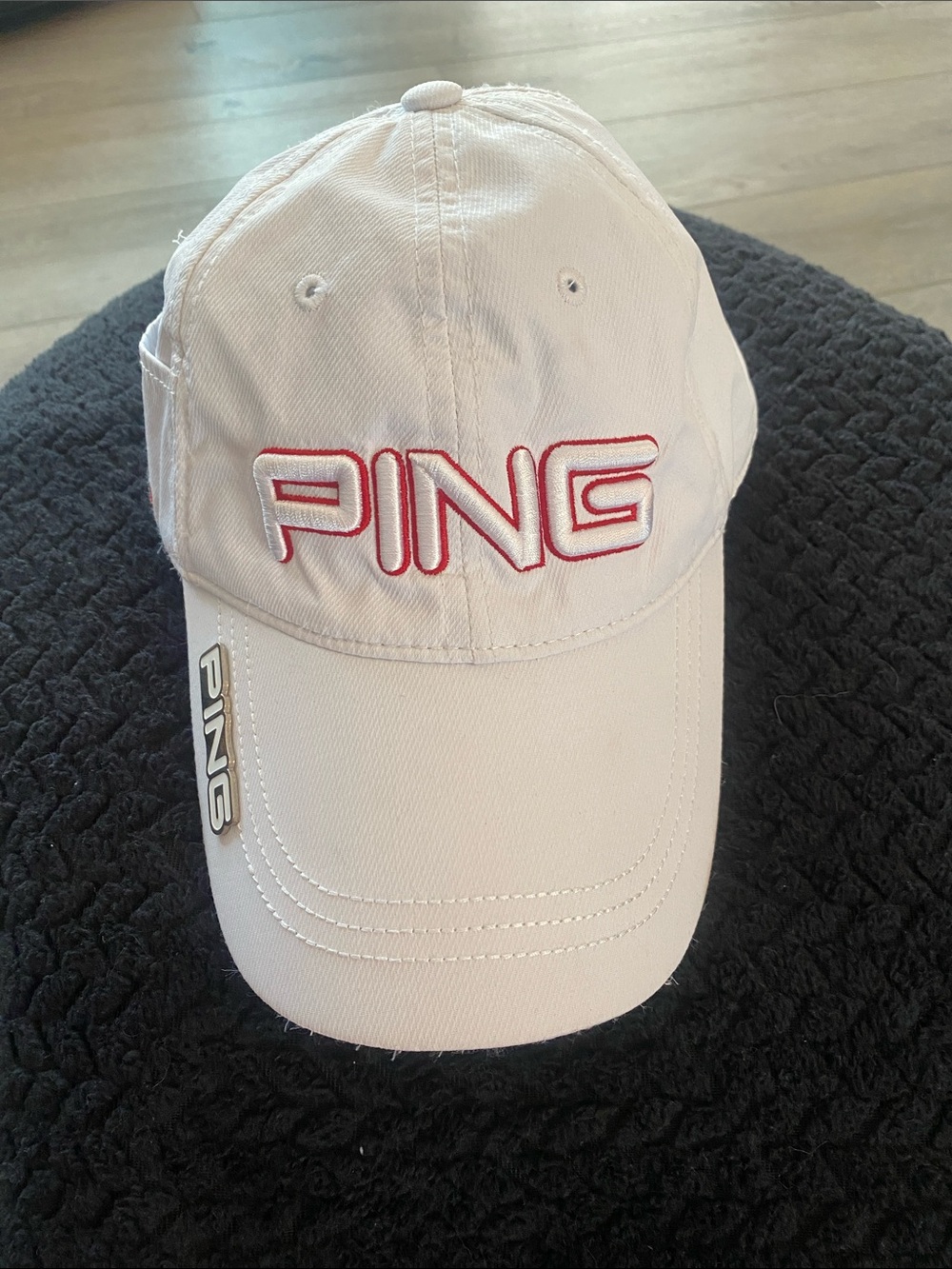 Ping White Cap with Red Embroidered Logo